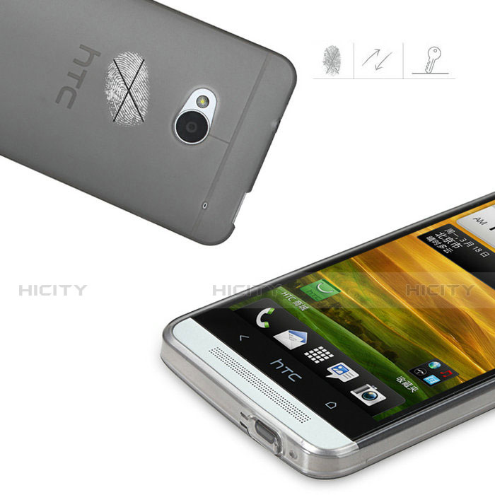 Custodia Ultra Sottile Trasparente Rigida Opaca per HTC One M7 Grigio