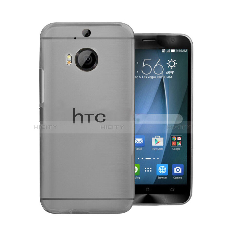 Custodia Ultra Sottile Trasparente Rigida Opaca per HTC One M9 Plus Grigio
