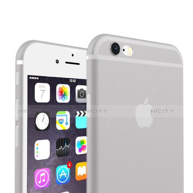 Custodia Ultra Sottile Trasparente Silicone Opaca per Apple iPhone 6S Plus Grigio