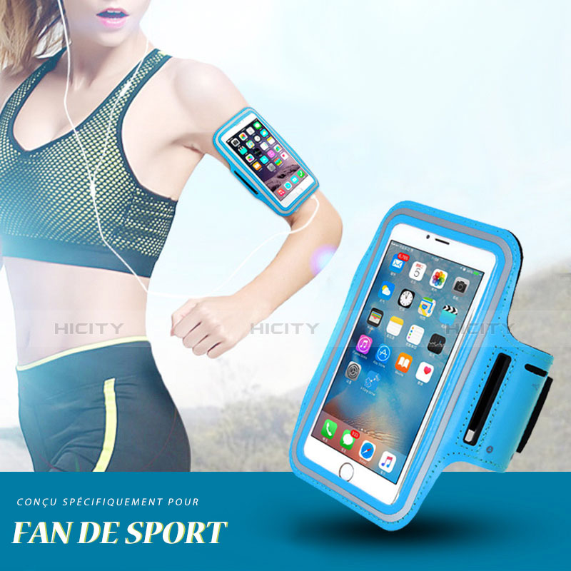 Fascia da Braccio Custodia Armband Corsa Sportiva Universale B02 Cielo Blu