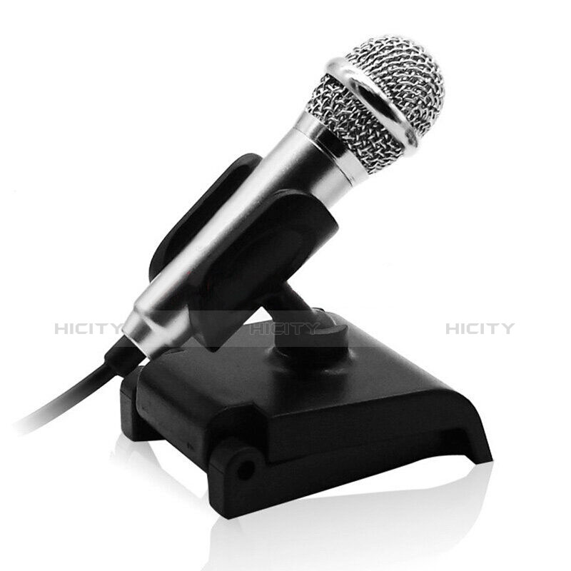 Microfono Mini Stereo Karaoke 3.5mm con Supporto Argento