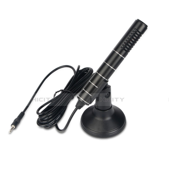 Microfono Mini Stereo Karaoke 3.5mm con Supporto K02 Nero