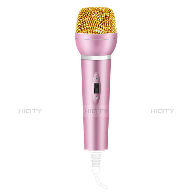 Microfono Mini Stereo Karaoke 3.5mm con Supporto M03 Rosa