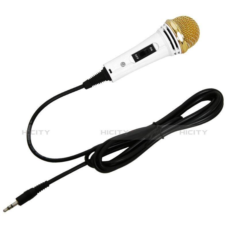 Microfono Mini Stereo Karaoke 3.5mm con Supporto M07 Bianco