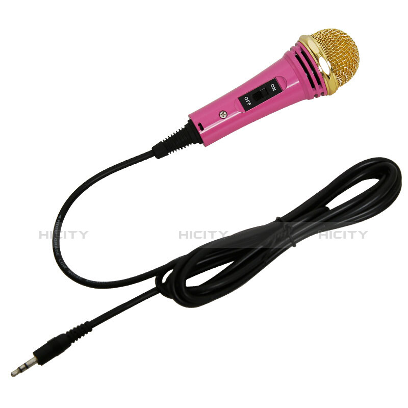 Microfono Mini Stereo Karaoke 3.5mm con Supporto M07 Rosa