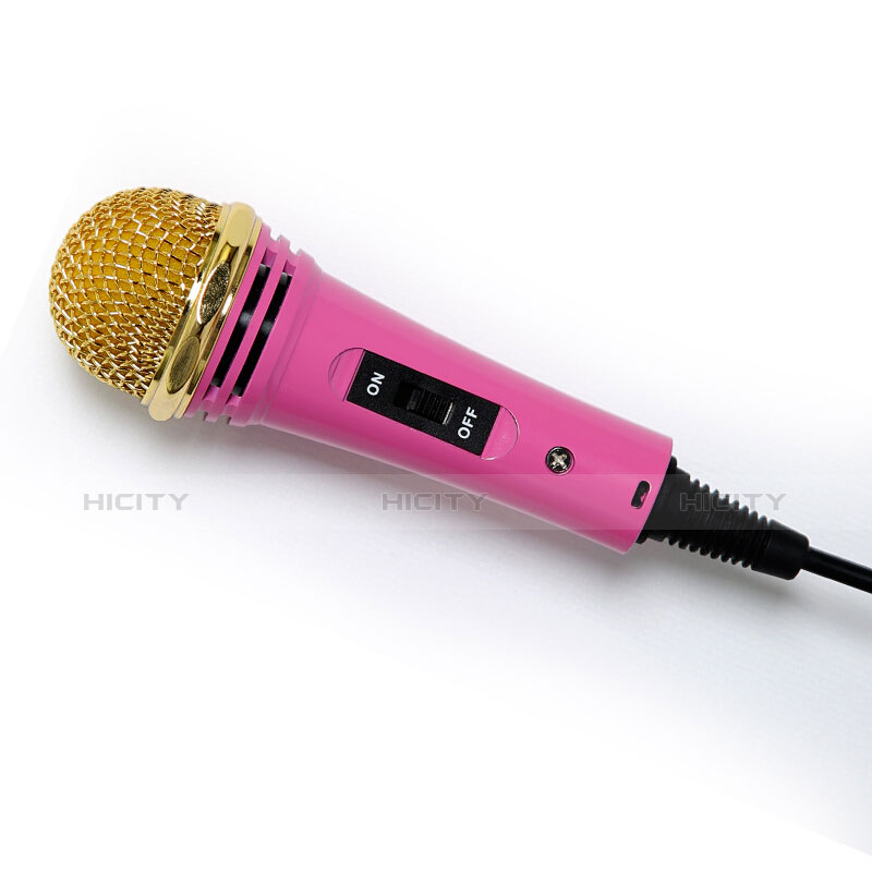 Microfono Mini Stereo Karaoke 3.5mm con Supporto M07 Rosa