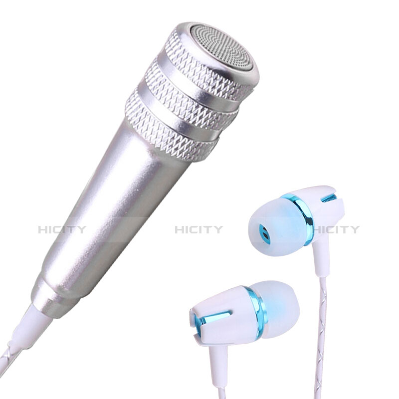 Microfono Mini Stereo Karaoke 3.5mm con Supporto M08 Argento