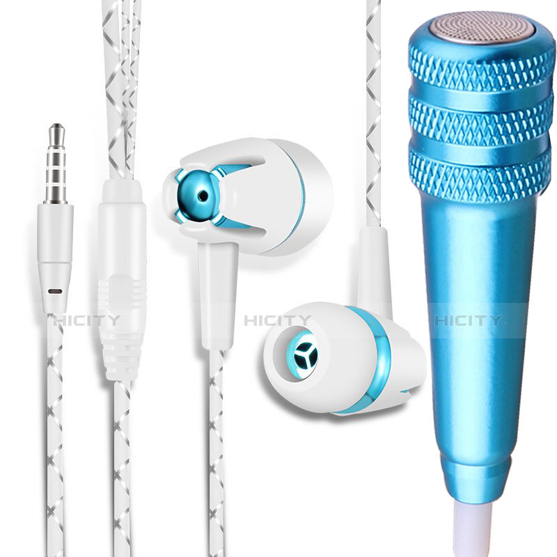 Microfono Mini Stereo Karaoke 3.5mm con Supporto M08 Blu