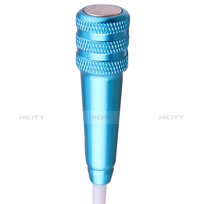 Microfono Mini Stereo Karaoke 3.5mm con Supporto M08 Blu