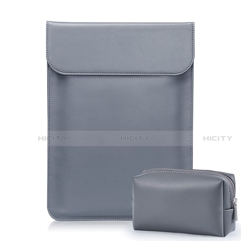 Morbido Pelle Custodia Marsupio Tasca L02 per Samsung Galaxy Book Flex 15.6 NP950QCG Grigio