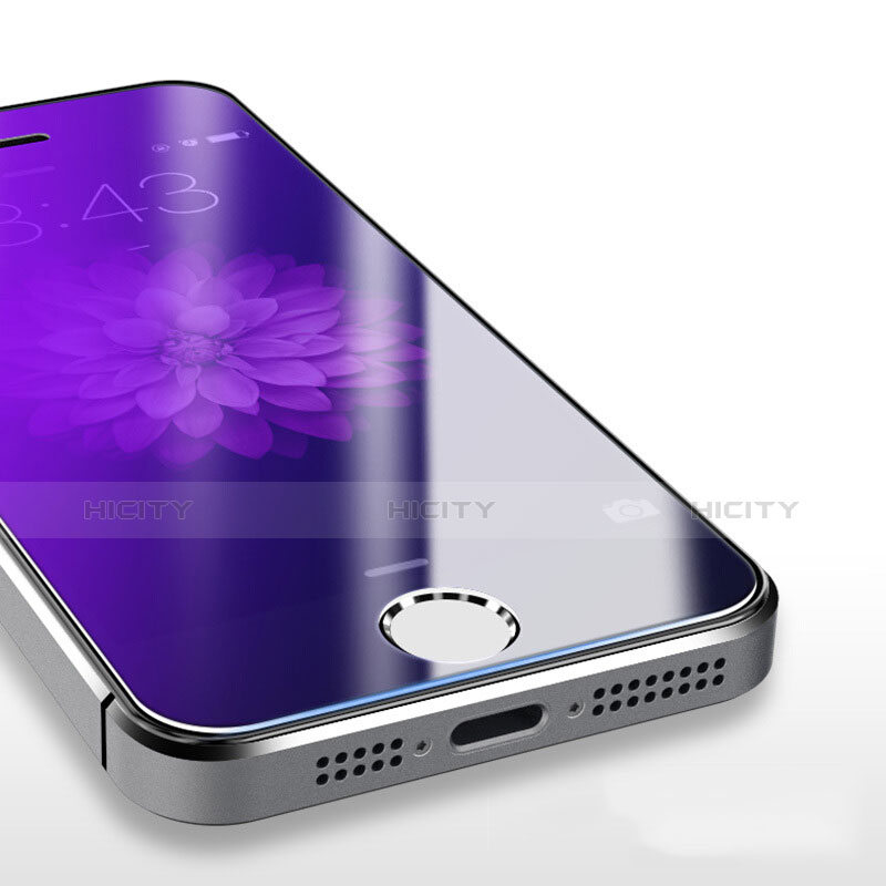 Pellicola in Vetro Temperato Protettiva Anti Blu-Ray Proteggi Schermo Film B04 per Apple iPhone 5 Blu