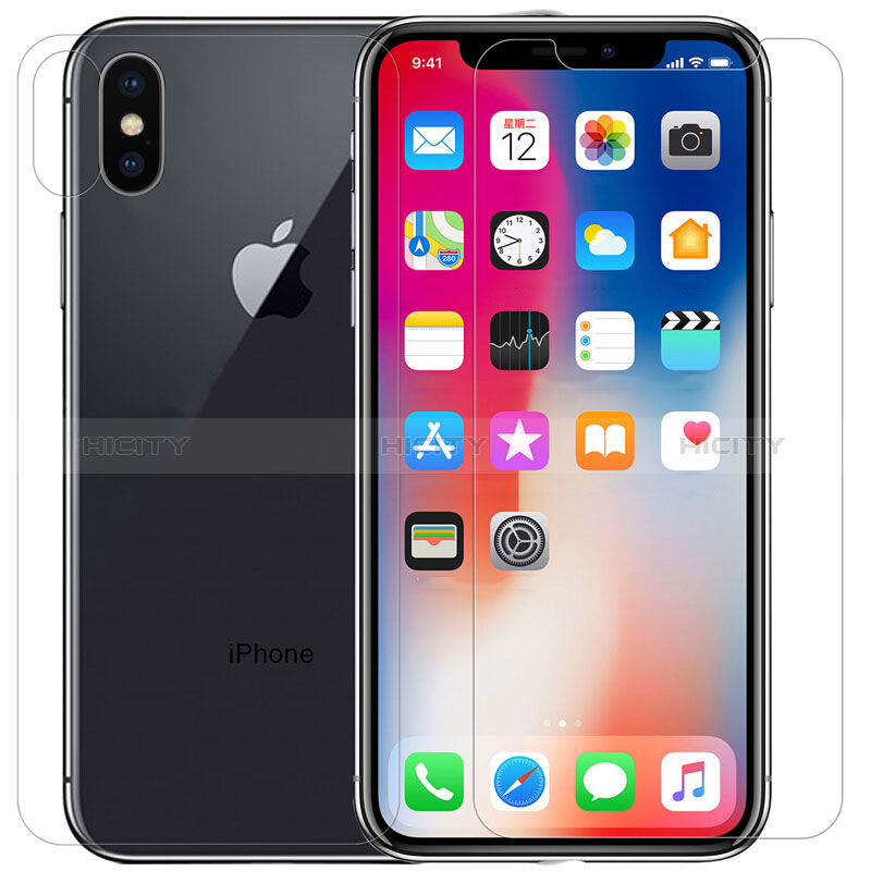 Pellicola in Vetro Temperato Protettiva Fronte e Retro T02 per Apple iPhone Xs Chiaro