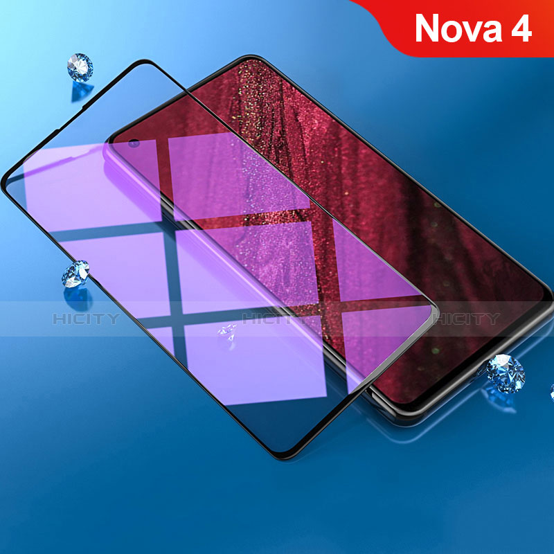 Pellicola in Vetro Temperato Protettiva Integrale Anti Blu-Ray Proteggi Schermo Film F02 per Huawei Nova 4 Nero