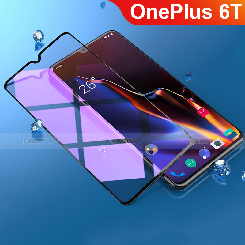 Pellicola in Vetro Temperato Protettiva Integrale Anti Blu-Ray Proteggi Schermo Film F02 per OnePlus 6T Nero