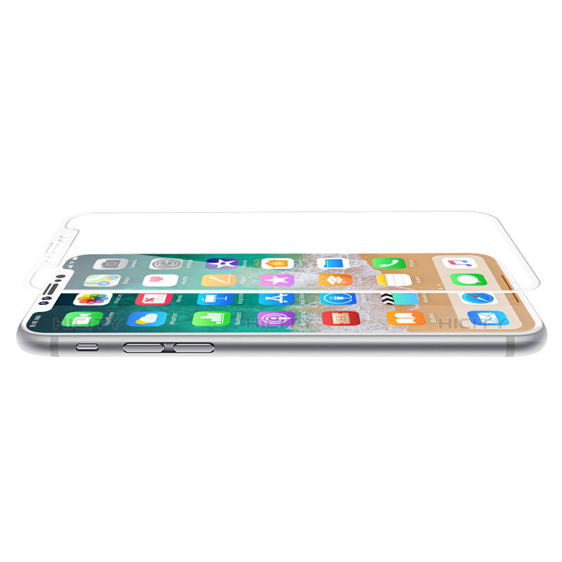Pellicola in Vetro Temperato Protettiva Integrale Proteggi Schermo Film F02 per Apple iPhone X Bianco