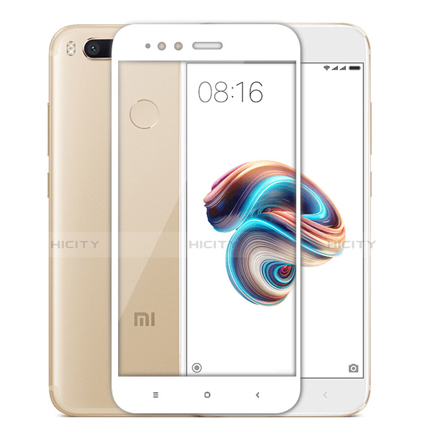 Pellicola in Vetro Temperato Protettiva Integrale Proteggi Schermo Film F02 per Xiaomi Mi A1 Bianco