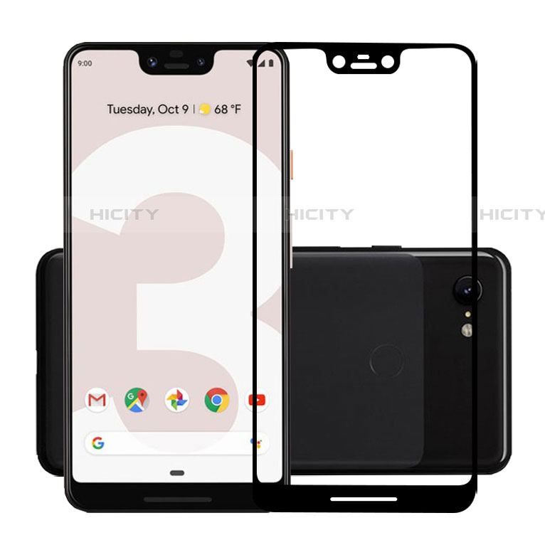 Pellicola in Vetro Temperato Protettiva Integrale Proteggi Schermo Film F03 per Google Pixel 3 XL Nero