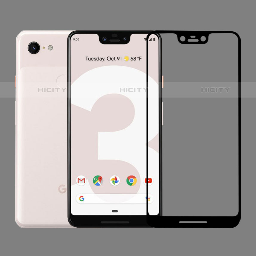 Pellicola in Vetro Temperato Protettiva Integrale Proteggi Schermo Film F03 per Google Pixel 3 XL Nero