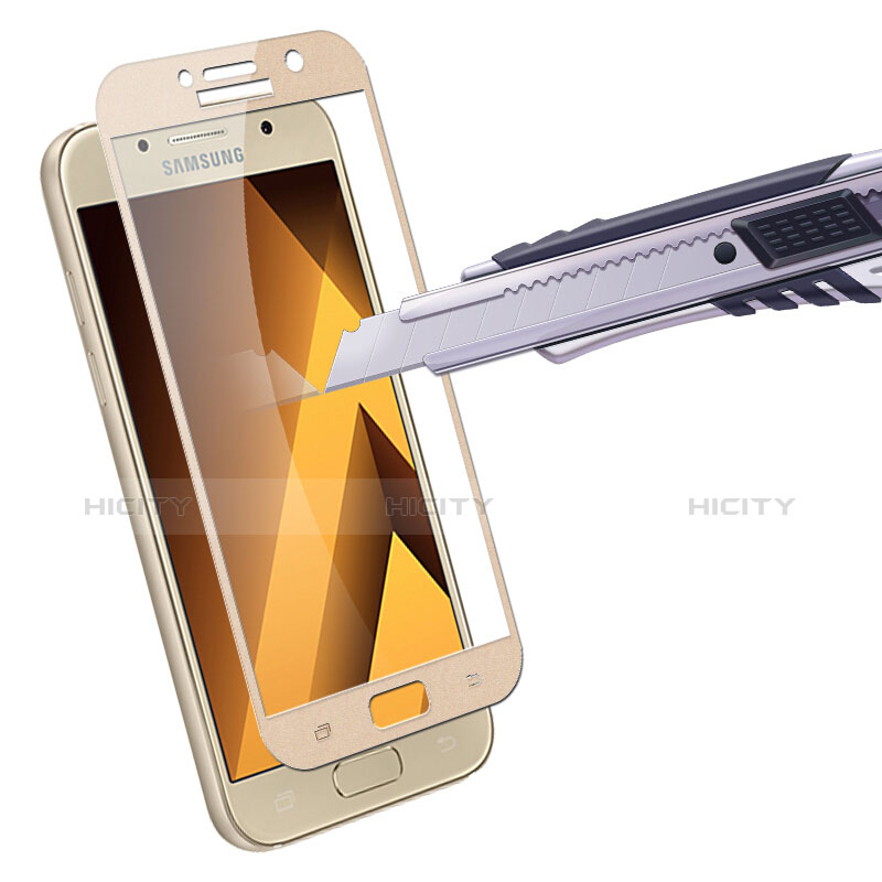 Pellicola in Vetro Temperato Protettiva Integrale Proteggi Schermo Film F03 per Samsung Galaxy A3 (2017) SM-A320F Oro