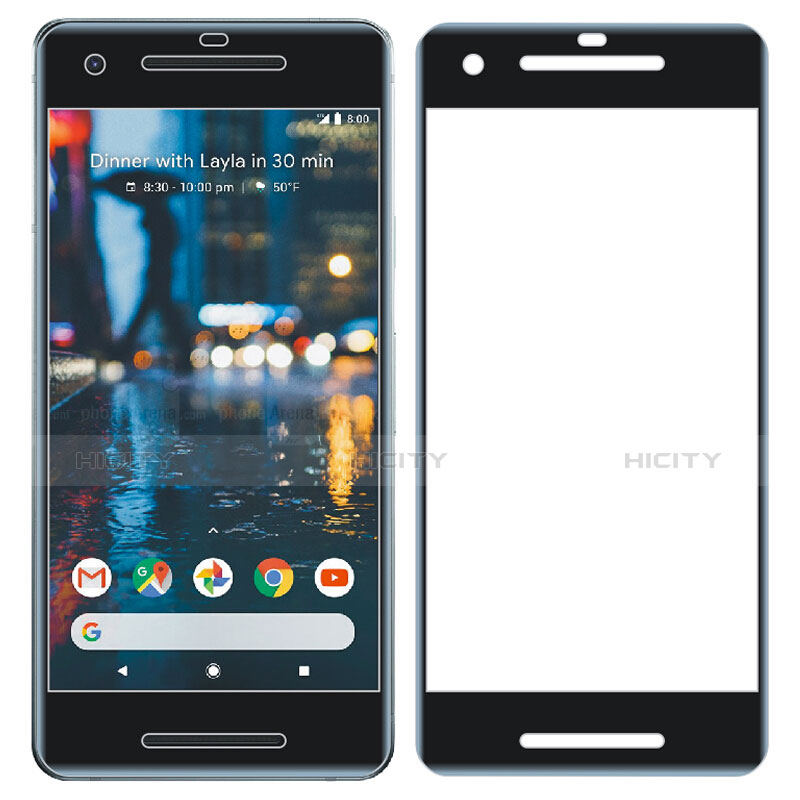 Pellicola in Vetro Temperato Protettiva Integrale Proteggi Schermo Film per Google Pixel 2 Nero