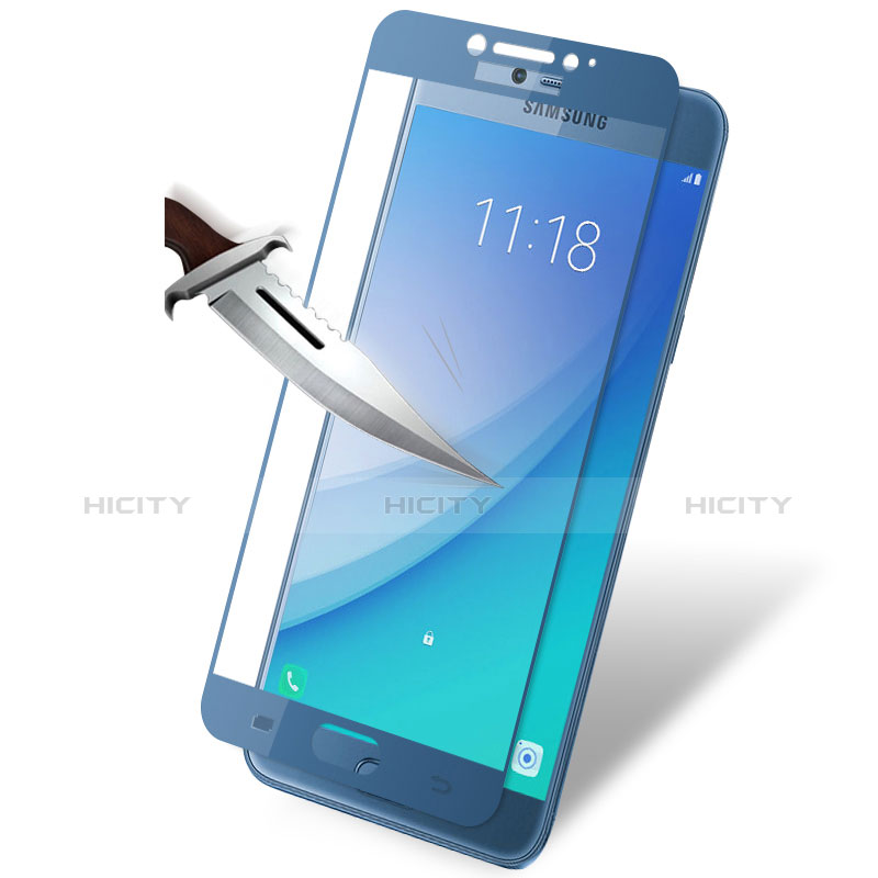 Pellicola in Vetro Temperato Protettiva Integrale Proteggi Schermo Film per Samsung Galaxy C7 Pro C7010 Blu