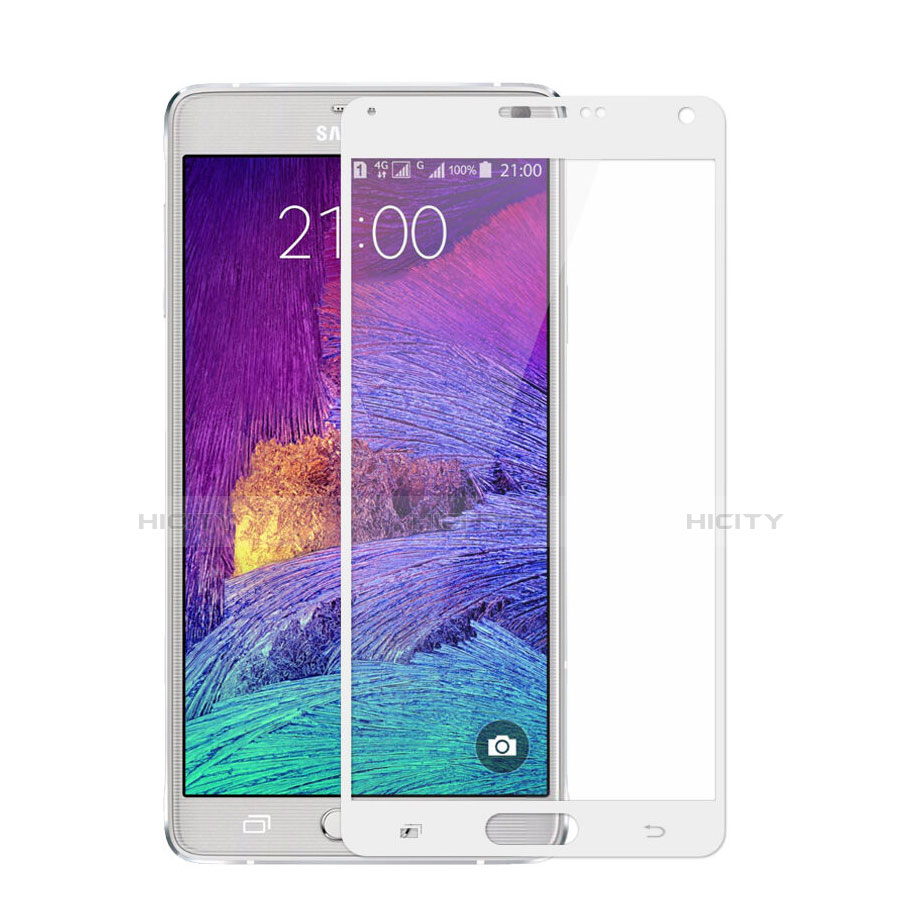 Pellicola in Vetro Temperato Protettiva Integrale Proteggi Schermo Film per Samsung Galaxy Note 4 SM-N910F Bianco
