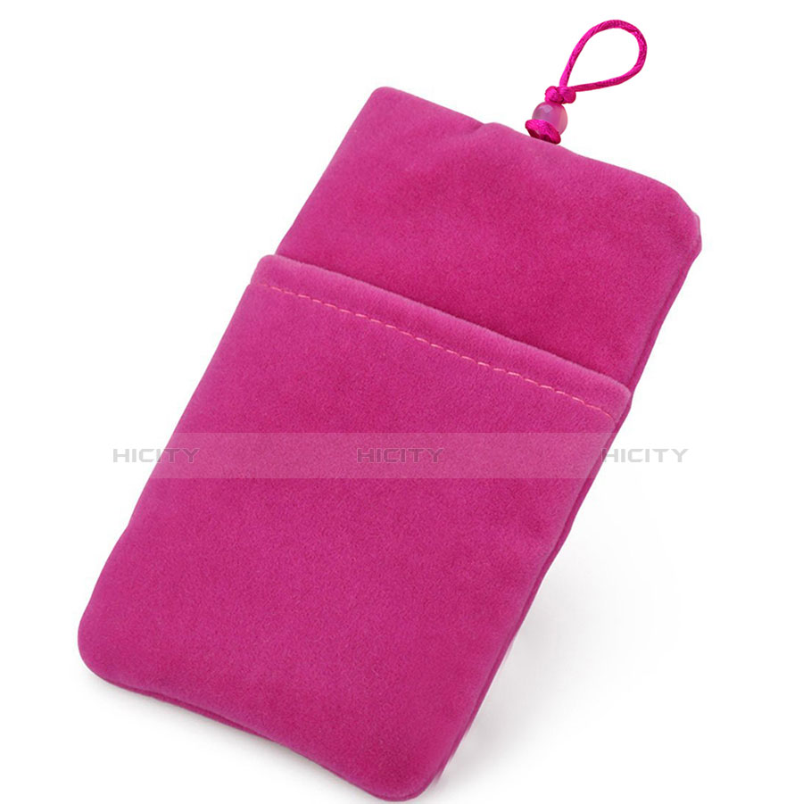 Sacchetto in Velluto Custodia Marsupio Universale T01 Rosa Caldo