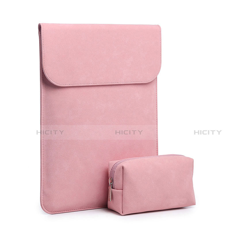 Sacchetto in Velluto Custodia Tasca Marsupio S02 per Huawei Matebook X Pro (2020) 13.9 Rosa