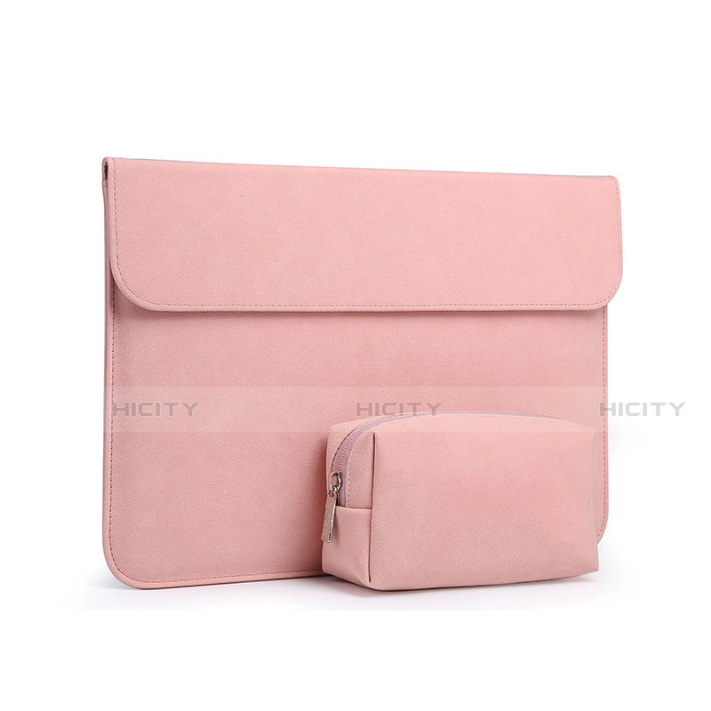 Sacchetto in Velluto Custodia Tasca Marsupio S03 per Huawei Matebook D15 (2020) 15.6 Rosa