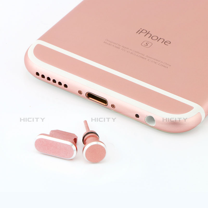 Tappi Antipolvere Anti-dust Lightning USB Jack Antipolvere J04 per Apple iPad Air 2 Oro Rosa